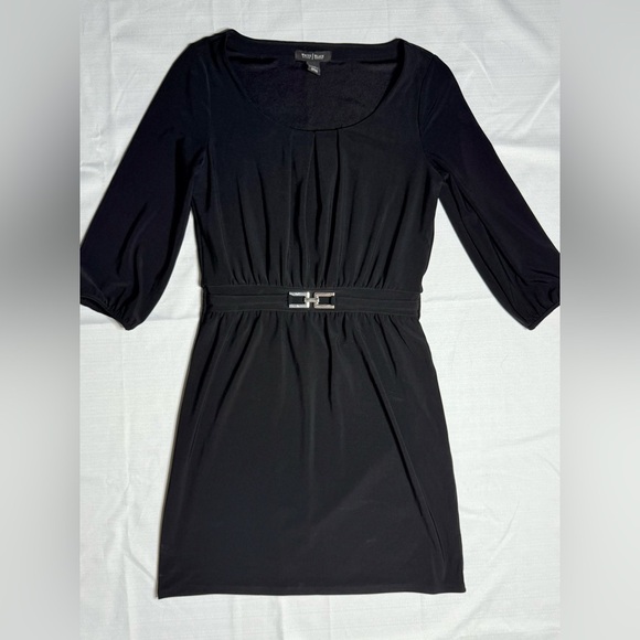White House Black Market WHBM Women’s XS Black 3/4 Sleeve Knee Length Dress - Picture 1 of 6